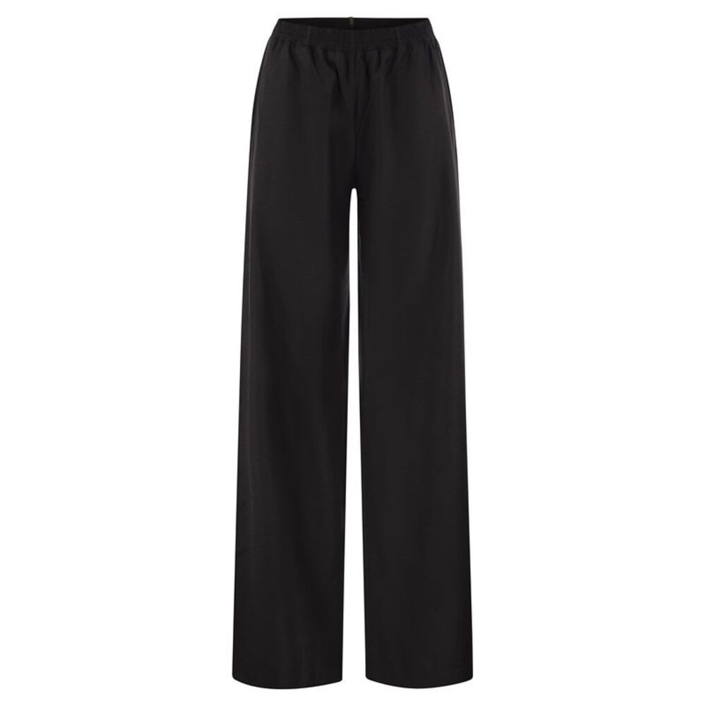 Fabiana Filippi Women Virgin Wool Flannel Trousers With Elasticated Waistband